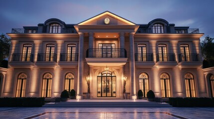 Fototapeta premium Luxurious Mansion at Dusk