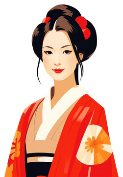 recommend clip art: PNG Isolated 1740s smiling woman in kimono fashion adult robe.