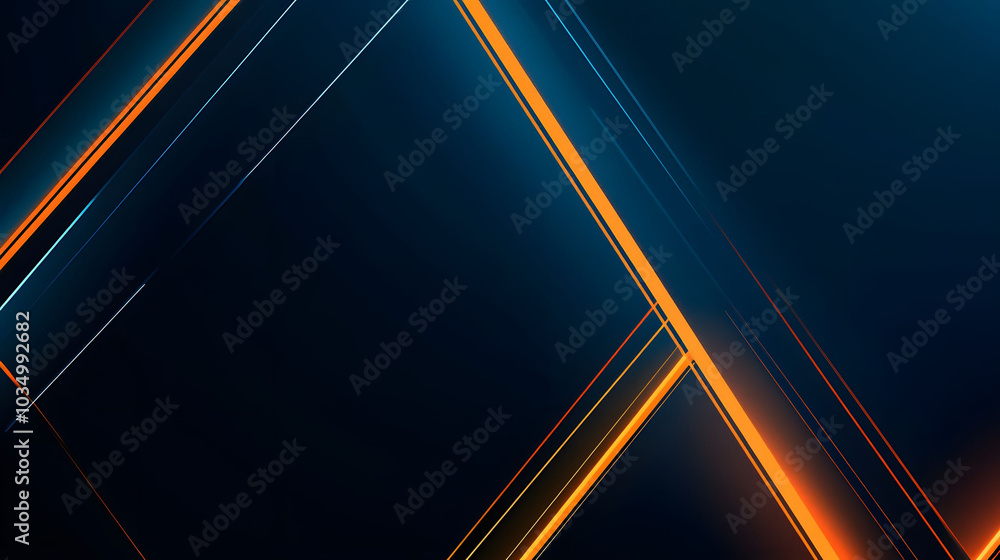 Poster dark background with neon cyan and orange triangle icons in a dynamic perspective, modern and vibran