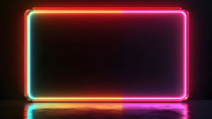 Neon Sign Mock-Up, vibrant neon frame, blank black fill, ideal for game art and design assets, cartoonish style, striking black background