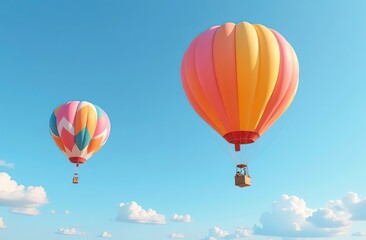 Naklejka premium Brightly colored balloons and confetti floating in a blue sky