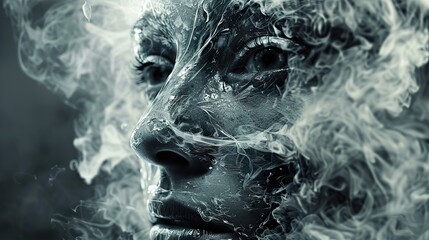 Abstract Smoke Portrait: A Dreamy and Mysterious Face
