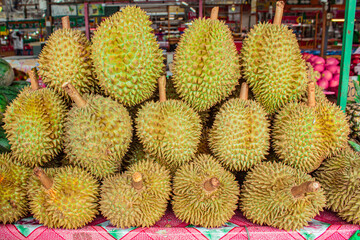 Durians for sale at market.