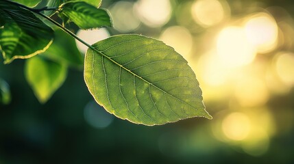 Close-Up of Fresh Green Leaf with Soft Background