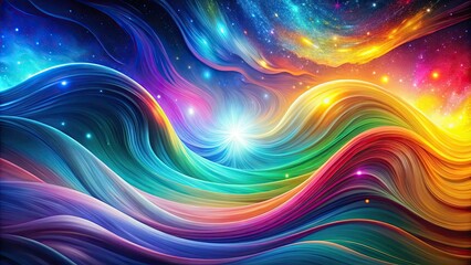 Stunning cosmic waves and gradients against a bright white backdrop offer a mesmerizing display, ideal for screensavers and innovative design uses.