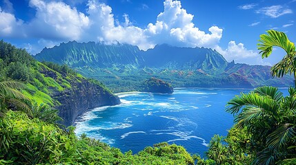 Aerial View of Tropical Beach with Lush Greenery