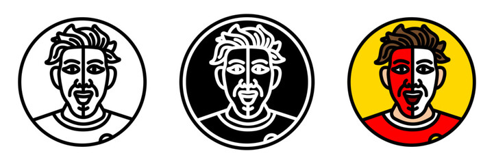 Face Paint Icon, Bright colors or patterns painted on fans’ faces to show support for their team during football matches.