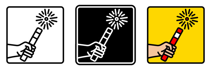Fototapeta premium Pyrotechnics Icon, Fireworks and other visual effects used during football matches to create an exciting and dramatic atmosphere.