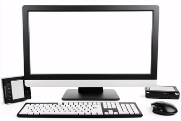 Fototapeta premium Modern Computer Setup with Monitor, Keyboard, and Mouse