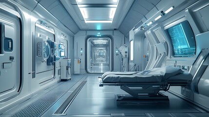 Obraz premium science lap, sci-fi corridor. 