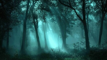 Obraz premium Mystical Forest with Soft Light and Foggy Atmosphere