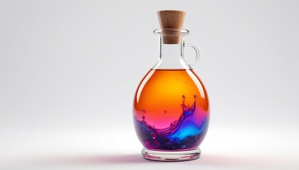 A vibrant model of a health potion bottle with glowing liquid on a polished white background, representing in-game healing, Generative AI