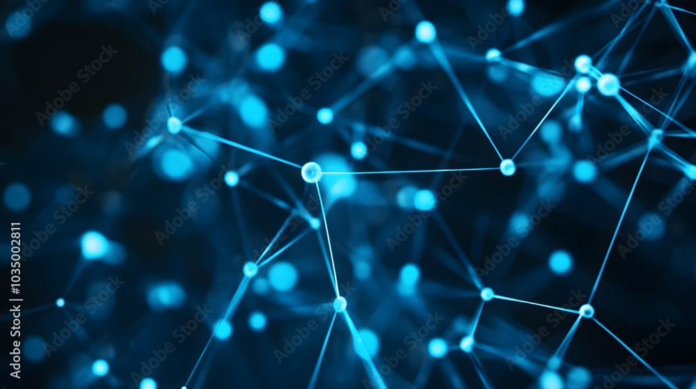 Poster template for science and technology presentation. plexus style background.