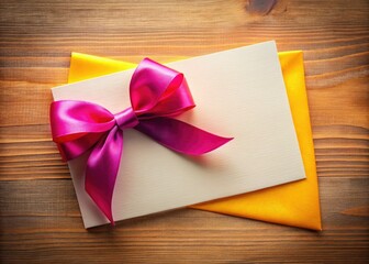 Stylishly crafted blank notes featuring a ribbon, perfect for invitations, greeting cards, or personal messages. Elevate your table setting with these elegant touches.