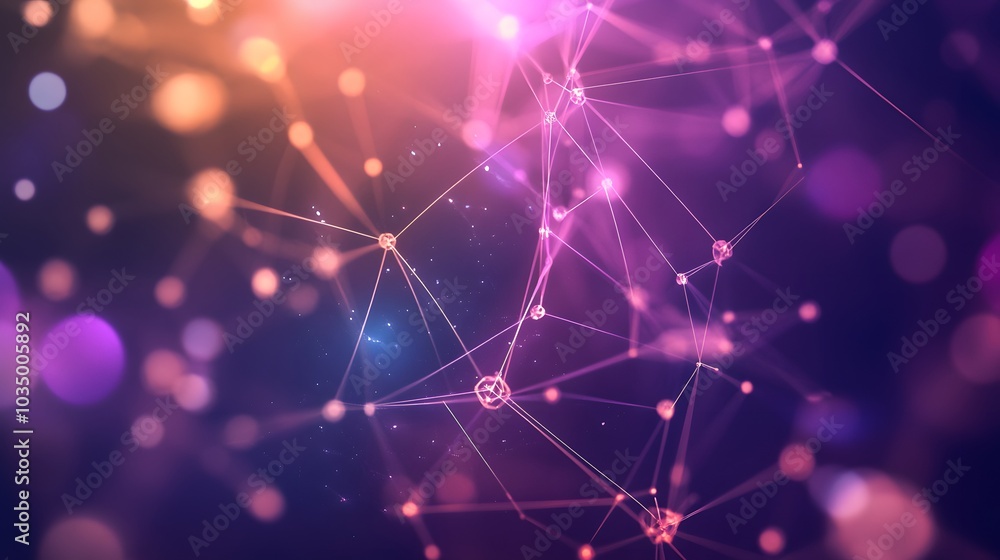Poster template for science and technology presentation. plexus style background.