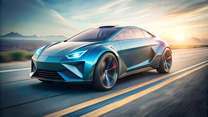 design of modern a car runing on the road