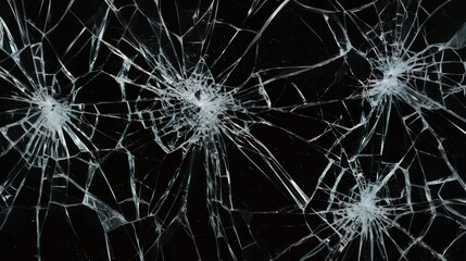 Shattered Glass with Jagged Cracks Radiating from Left