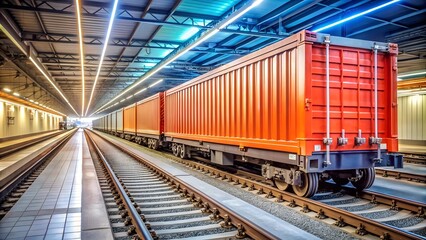 Fototapeta premium cargo container train in subway