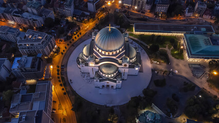 Morning view of Saint Sava, orthodox church in Belgrade, Serbia.