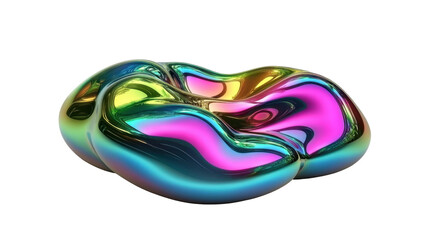 Obraz premium A colorful, abstract, glossy shape resembling a fluid form with vibrant hues.
