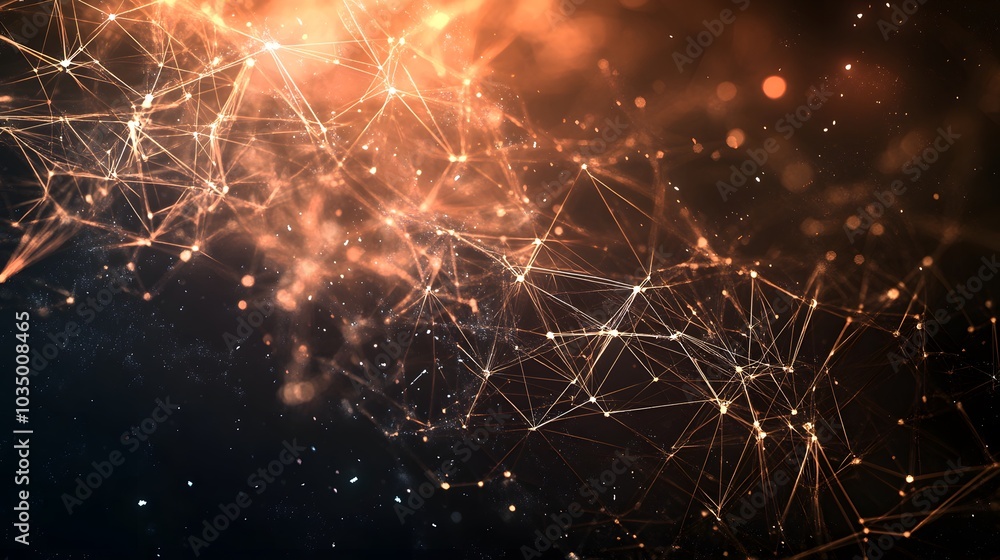 Poster template for science and technology presentation. plexus style background.