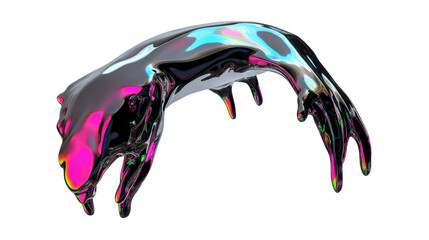 A colorful, abstract, fluid shape resembling a glossy, organic form.