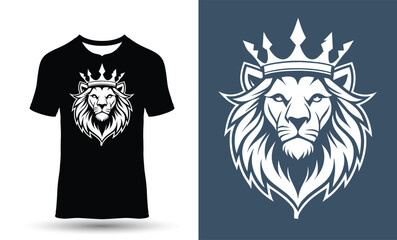 black tshirt mockup with Simple white lion logo design