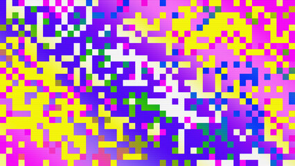 Abstract pastel neon rainbow lo-fi 8 bit pixel noise background texture. Retro futuristic pixel art banner backdrop. Arcade video game glitch, chiptune 16-bit 80s, 90s computer graphic design