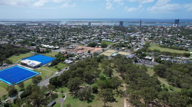 Musgrave Park And Keith Hunt Park In Musgrave Avenue, Southport, Queensland, Australia. Aerial Drone Shot