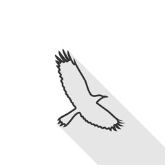 Obraz premium Crow flying line icon isolated on transparent background