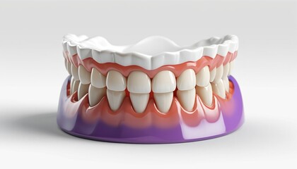 A model of a tooth whitening tray, illustrating its custom-fit design for home bleaching procedures, set against a pristine white background, Generative AI