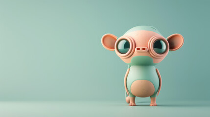 Obraz premium Cute Cartoon Monkey with Big Eyes