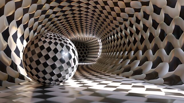 A rolling rocker in a hall with a spherical pattern