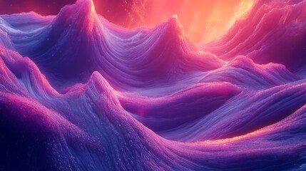 Naklejka premium Twisting fractal lines forming an otherworldly landscape, floating in a holographic void, Futuristic, Chrome colors, 3D render, Dynamic and flowing shapes