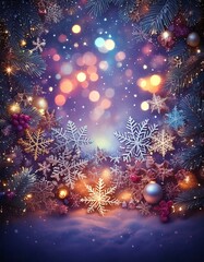 abstract christmas background with snowflakes