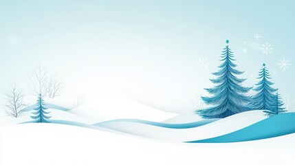 A minimalist winter background with soft, snow-covered trees and a clear sky, creating a serene Christmas atmosphere in high resolution.