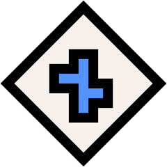 Vector Icon Intersection, sign, traffic, warning, circulation