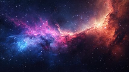 Fototapeta premium Vibrant interstellar nebula in deep space, displaying cosmic colors and star fields