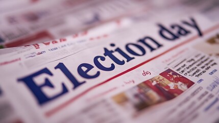 Closeup of Newspaper Headline Announcing Election Day