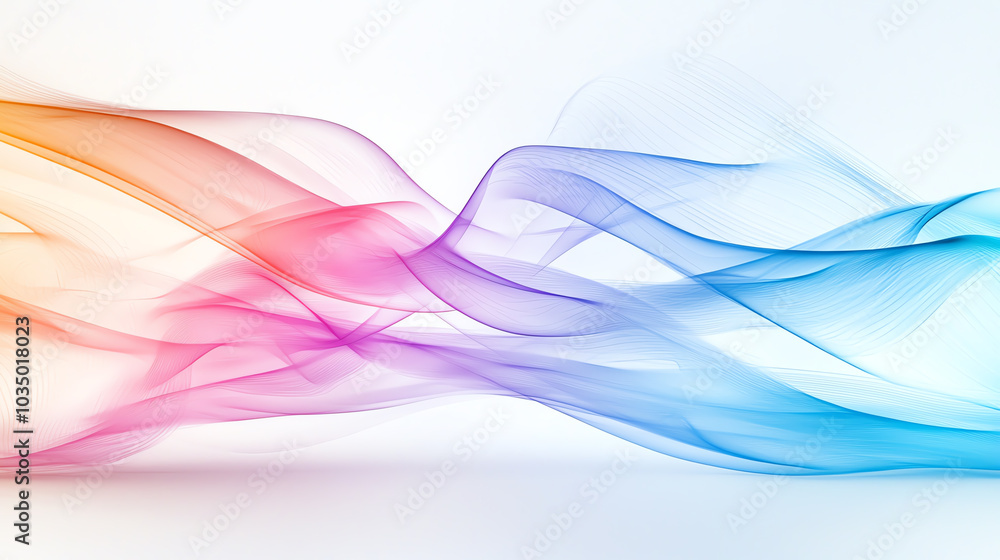 Poster intricate interconnected smooth lines creating a soft ethereal pattern of harmony and movement