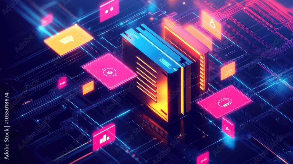 Aufkleber digital network and technology