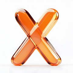 Glossy Checkmark Cross Design in Orange Contrast on White Background