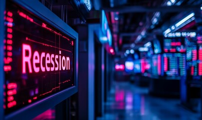 Recession sign in a stock exchange.