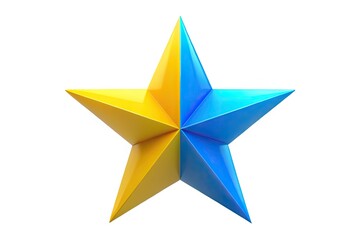 Obraz premium A captivating minimalist seamless loop showcases the transformation of yellow and blue stars on a pristine white background, rendered in stunning 4K quality for visual art.