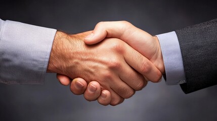 Obraz premium A close-up of two hands shaking, symbolizing agreement, collaboration, or partnership in a professional context.