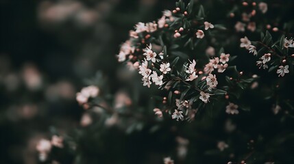 Tranquil garden landscape with vibrant flowering bushes like heather and hebe against an isolated clean background with copyspace