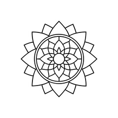 Fototapeta premium Flower mandala design, line art, black line, bold line, outline, vector, mandala icon.