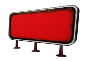 Large Red Signboard with Triple Stand on Transparent Background – Ideal for Advertising, Branding, and Promotional Display Designs

