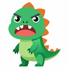 Obraz premium Cartoon dinosaur character with an angry expression, perfect for playful, prehistoric, or children's designs.