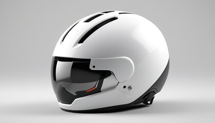 Fototapeta premium A clean model of a sleek bicycle helmet resting on a white surface, ideal for sports gear promotions, Generative AI